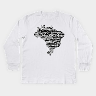 capoeira words black & white Kids Long Sleeve T-Shirt